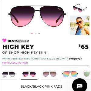 Quay high key rose black aviator sunglasses
